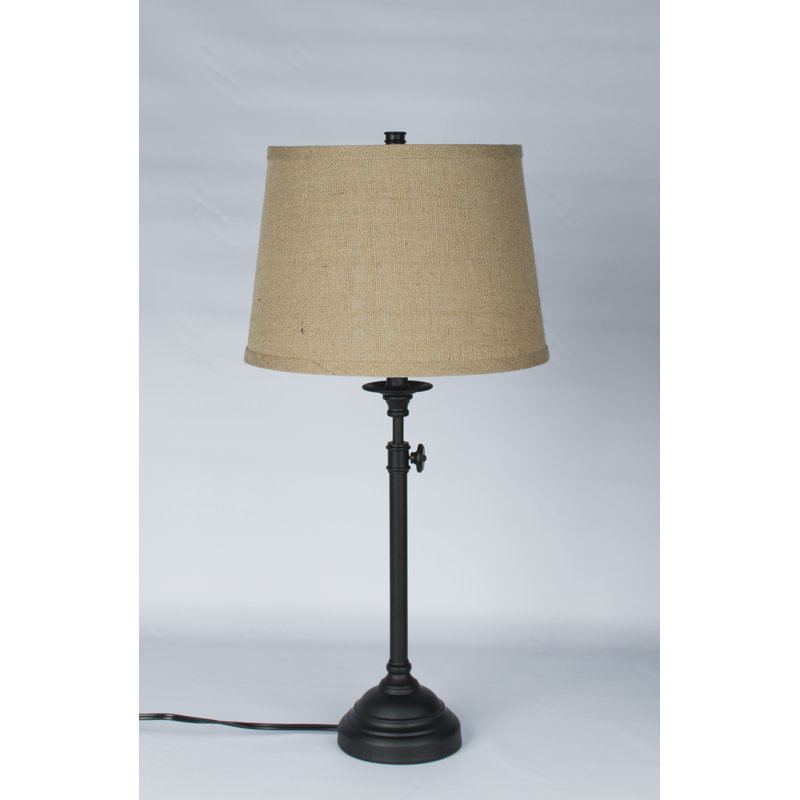 Amey Standard Table Lamp, Natural Burlap, Black