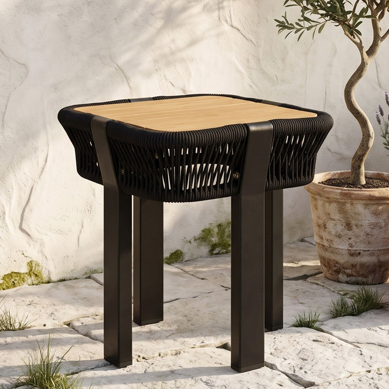 Table d'appoint en bois pour l'extérieur, Teck noir