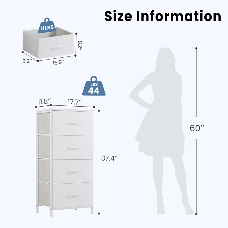 Sybella 8 Drawers Storage Dresser Chest, White
