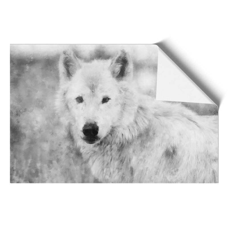 White Wolf Painting - Frameless Print, 30cm H x 42cm W x 0.1cm D
