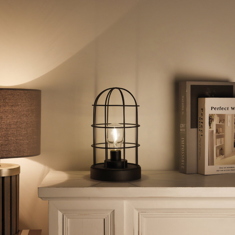 9.5'' Battery Powered Outdoor Table Lamp, Black