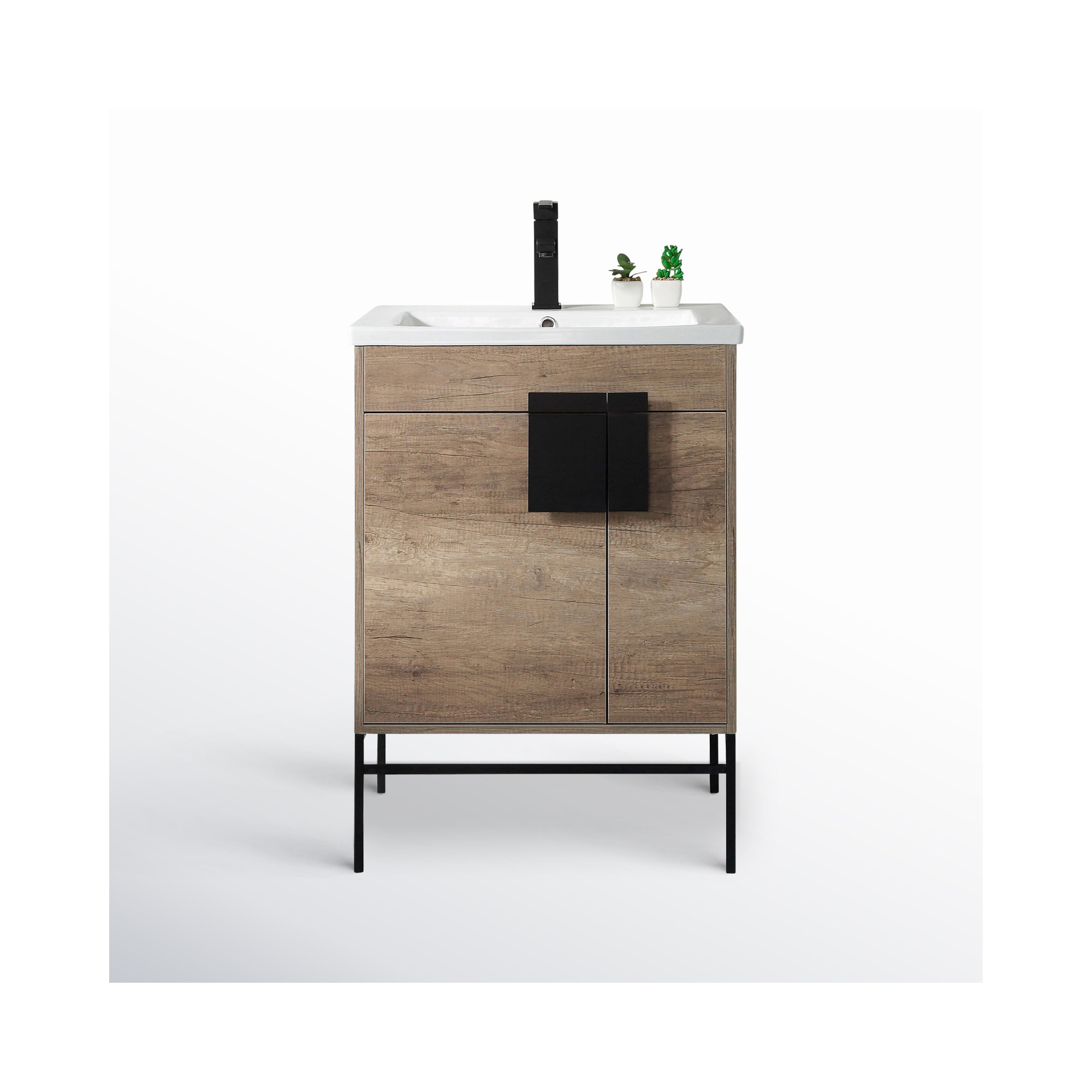Maisie 24'' Single Bathroom Vanity, Gray, Black Matte