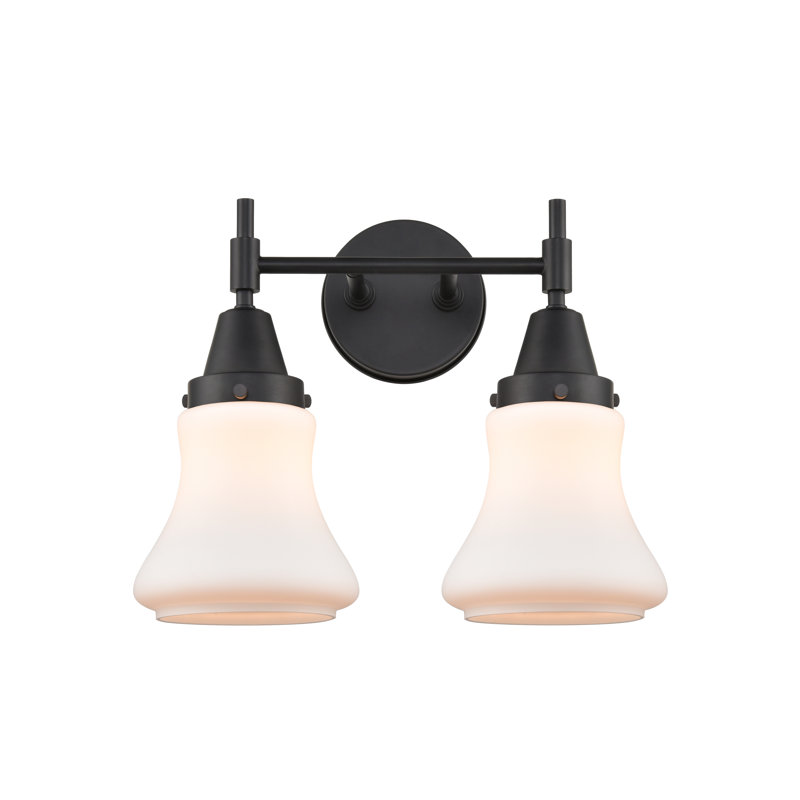 Éclairage pour meuble-lavabo à 2 lumières à intensité variable Gayle, Blanc mat, Noir mat, Ampoule DEL rétro 4 watts