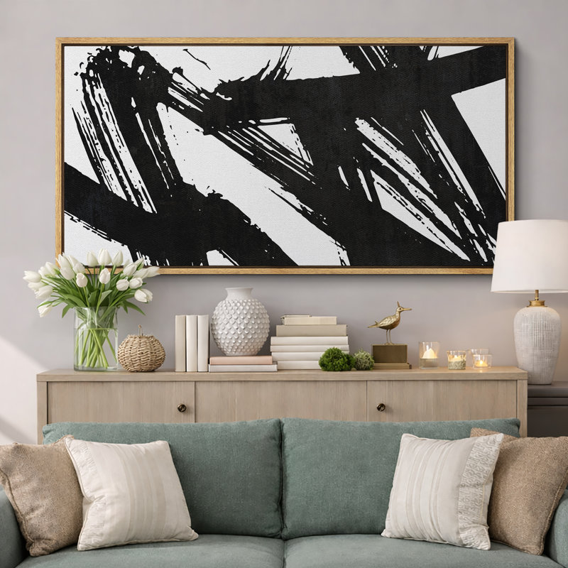 BAW Dynamic, impression en noir et blanc sur toile, H 30 po x l 60 po, Naturel
