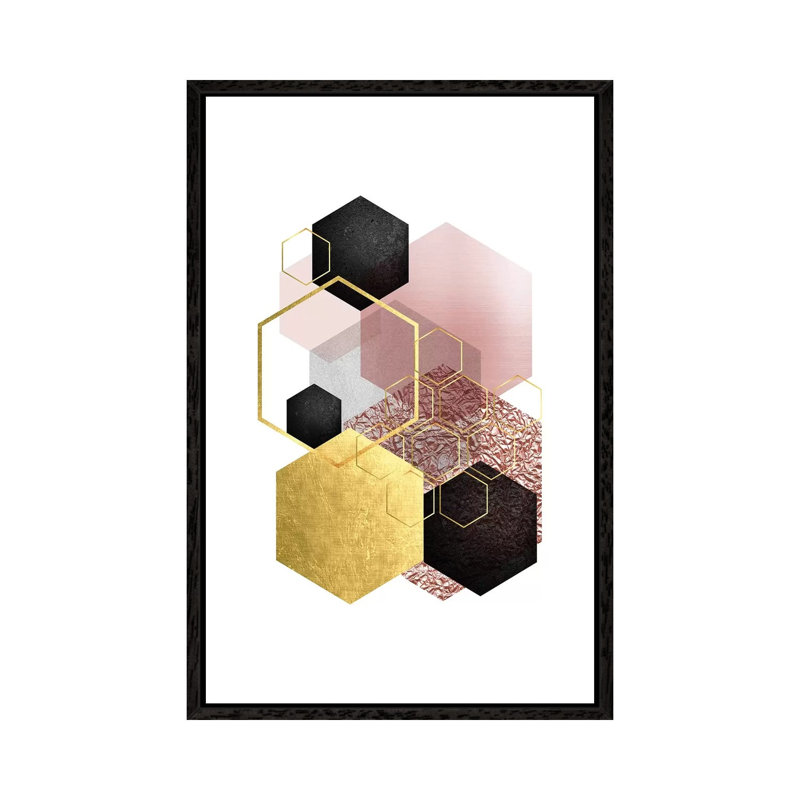 Blush Pink Gold II by Urban Epiphany - Print on Canvas, 152.5 cm H x 101.5 cm W, Black Framed