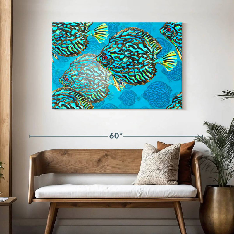 Poisson discus turquoise, H 30 po x l 45 po