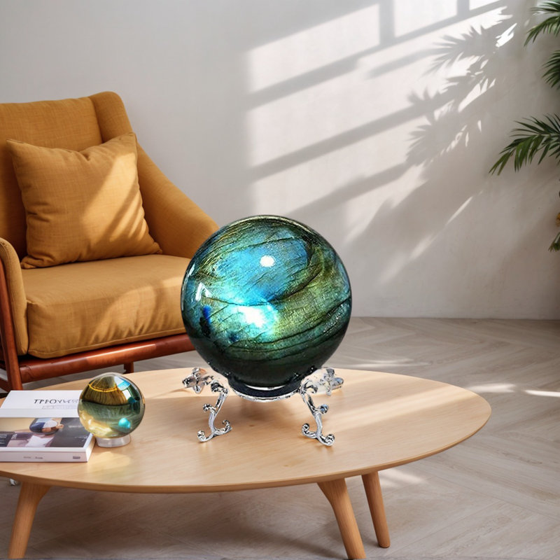Labradorite Crystal Sphere, Unscented Solid Home Decor, Valentine's Day & Holiday Gift, Home Collection Accessory