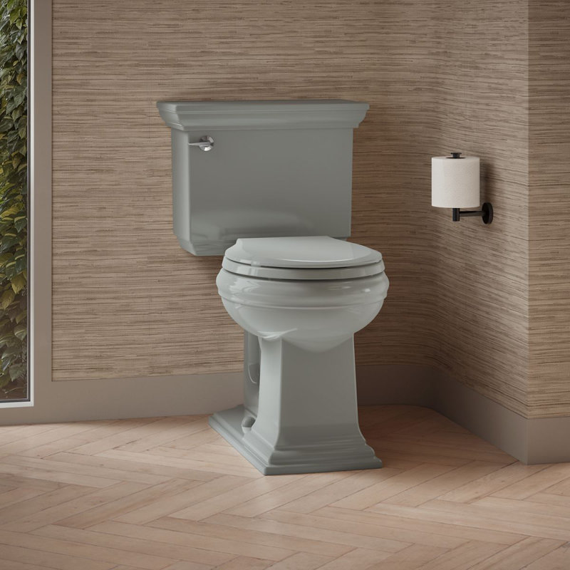 Memoirs Stately Comfort Height 1.28 gpf Two-piece Round-front Toilet, Ice Grey, Left-Hand