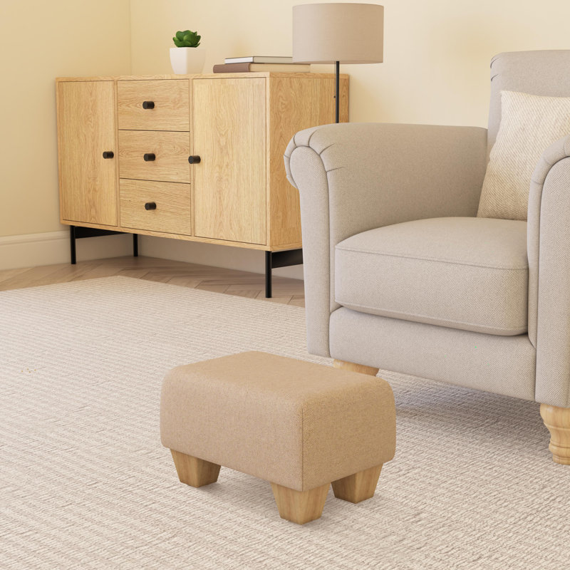 Manufactured Wood Accent Stool, Natural, Poz, Ecru Beige