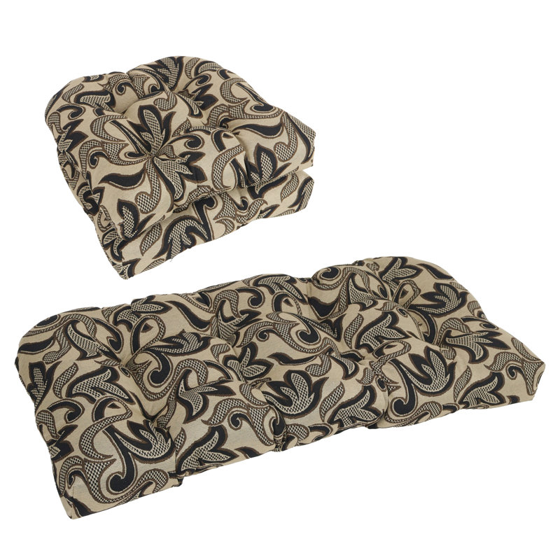Rounded Back Solid Tapestry Settee Cushion Set (Set Of 3)
