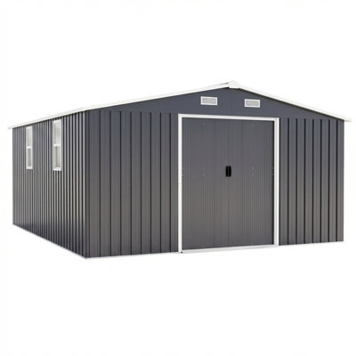 Campcraft 10x12ft Metal Storage Shed – 0.23mm Color Steel Plate With Daylight Windows, 2 Color Options, Protective Film, Waterproof & Durable Outdoor Storage Solution