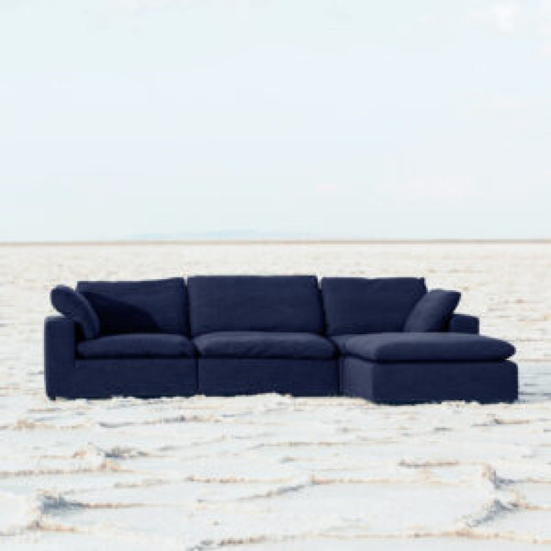 Modern Sofa Harper Luxe Sectional 4 Seat Configuration, Navy