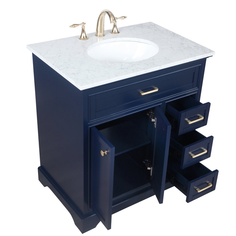 Meuble-lavabo simple 32 po Hermes, Bleu