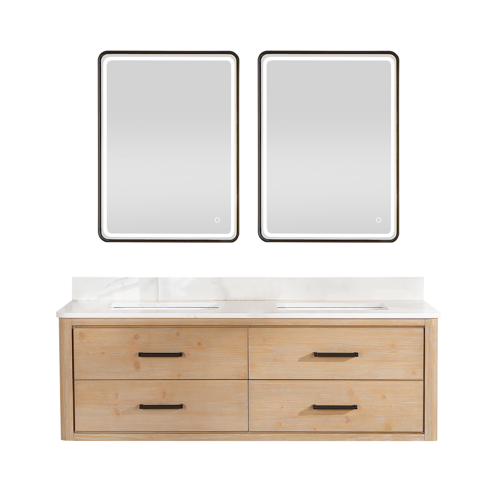 Cristo 60'' Double Bathroom Vanity, Fir Wood Brown