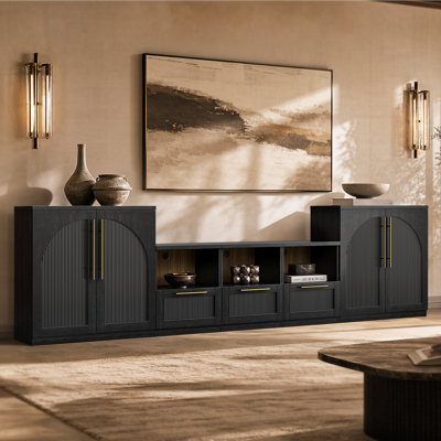 Adelle 31.3“ Modern Arched Fluted Storage Cabinet, Modular Sideboard With Gold Handles, Adjustable Shelves And Soft-Closing Hinges