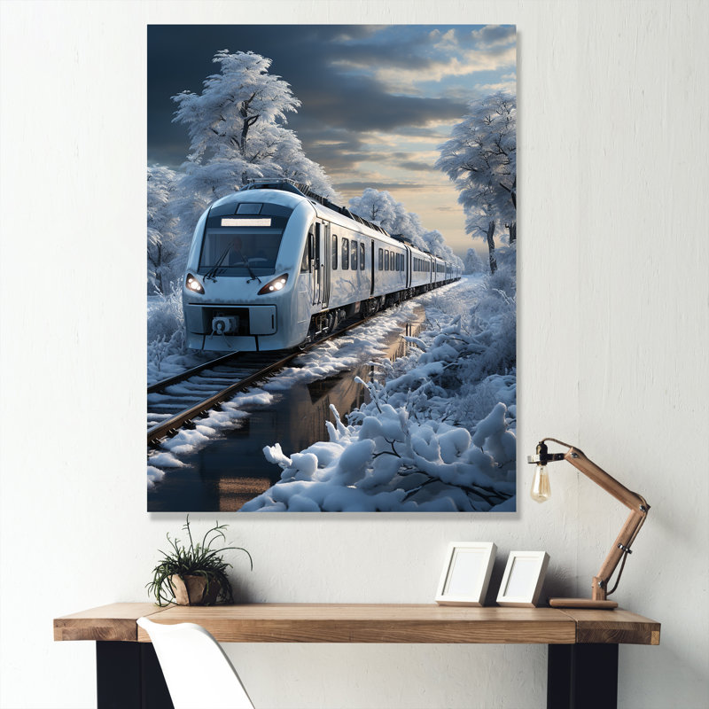 «Christmas Snow Train Journey III - Train», art mural, H 40 po x l 30 po x P 1,5 po, Toile tendue