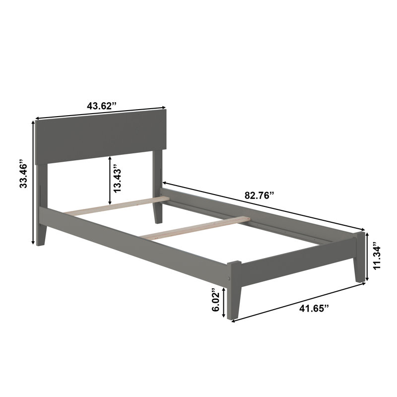 Amodio Solid Wood Panel Bed, Gray, Twin XL
