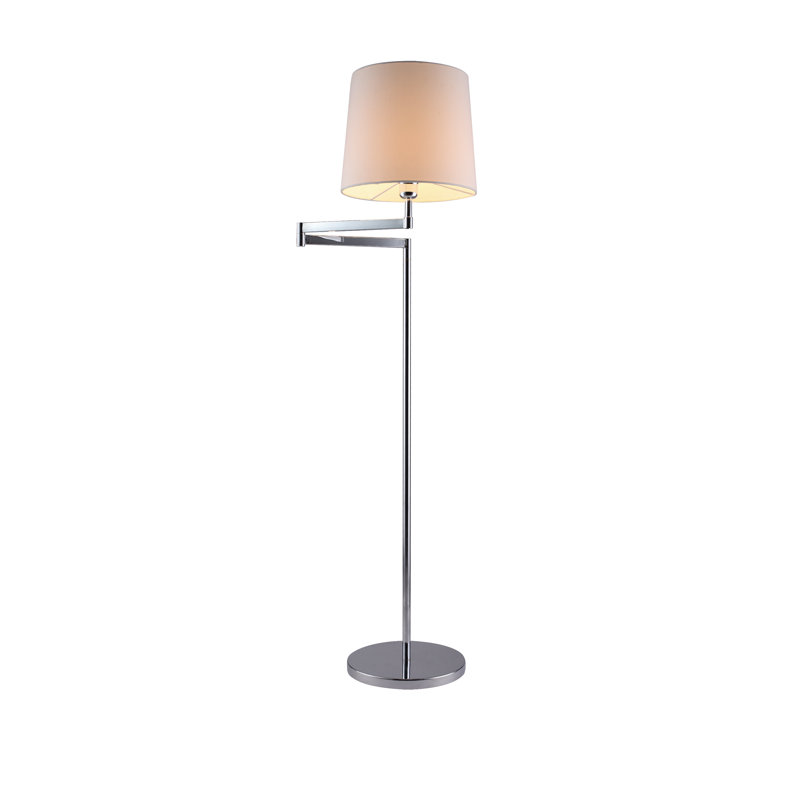 1-Light Chrome Floor Lamp With A White Drum Shade