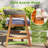  5PCS Patio Dining Set Solid Wood Furniture w/ Rattan Backrest & Seat Cushions