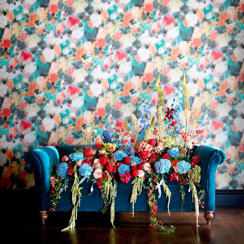 Exuberance 10.05m x 52cm Wallpaper Roll, Tangerine/Sepia
