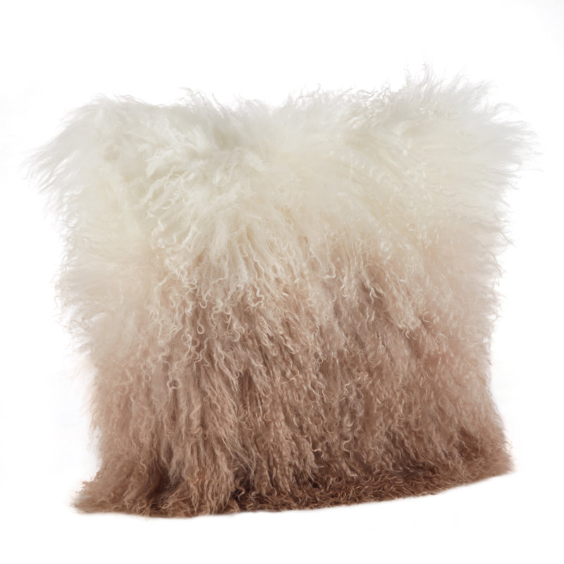Natural Ombre Lamb Fur 20" Throw Pillow