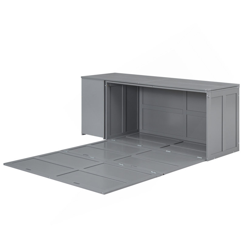 Queen Size Murphy Bed With Rotable Desk, Grey