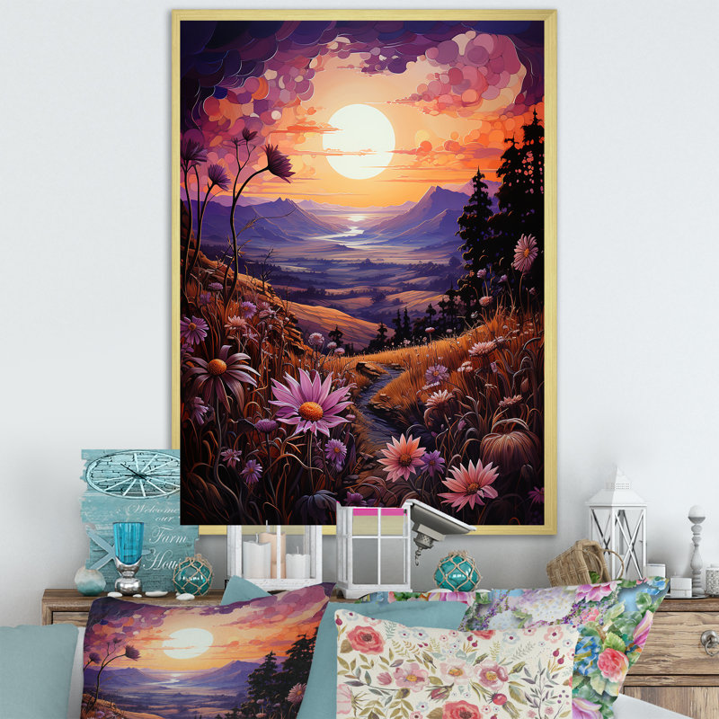 Enchanted Fields Sunflowers sur impression sur toile, Cadre photo doré simple, H 44 po x l 34 po x P 1,5 po
