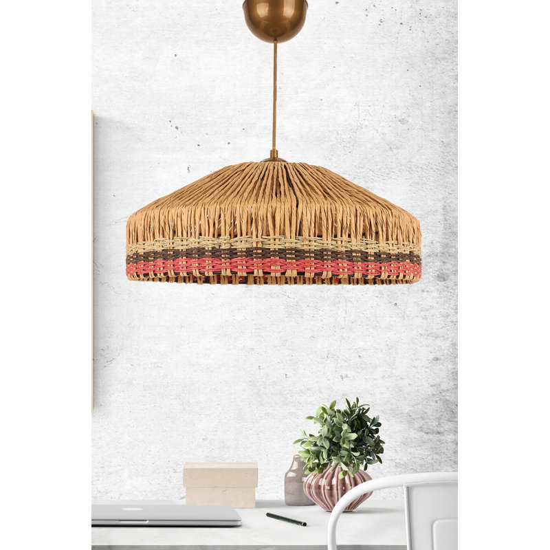 Élégant lustre réglable, structure en métal écru avec capuchon en macramé, 15 po x 7,1 po | Hauteur totale: 7,5 à 21,7 pouces | Douille E26, 40 W maximum | Parfait pour la salle à manger et l'espace de vie, design élégant et contemporain