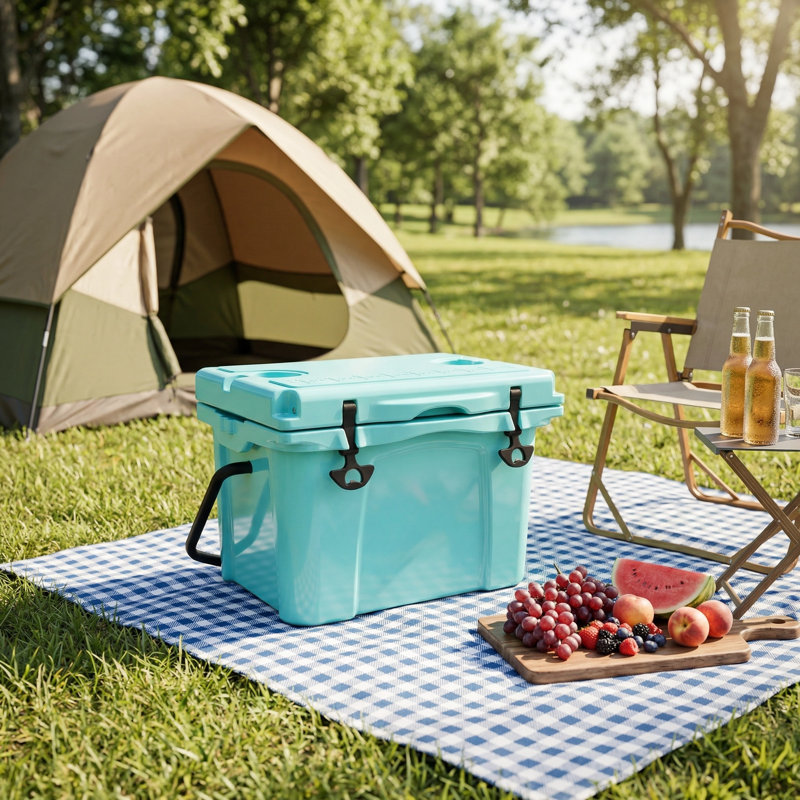 Glacière 25QT avec ouvre-bouteille et porte-gobelet, glacière portative isolée pour la plage, le camping, la pêche, les voyages