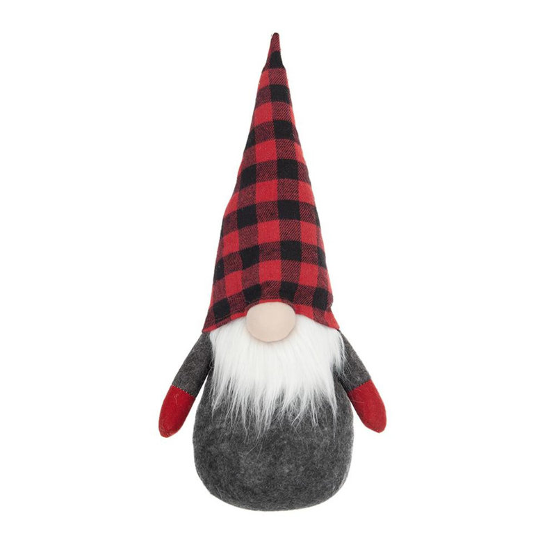 GNOME avec chapeau à carreaux Buffalo, H 16,5 po x l 4,7 po x P 7,5 po