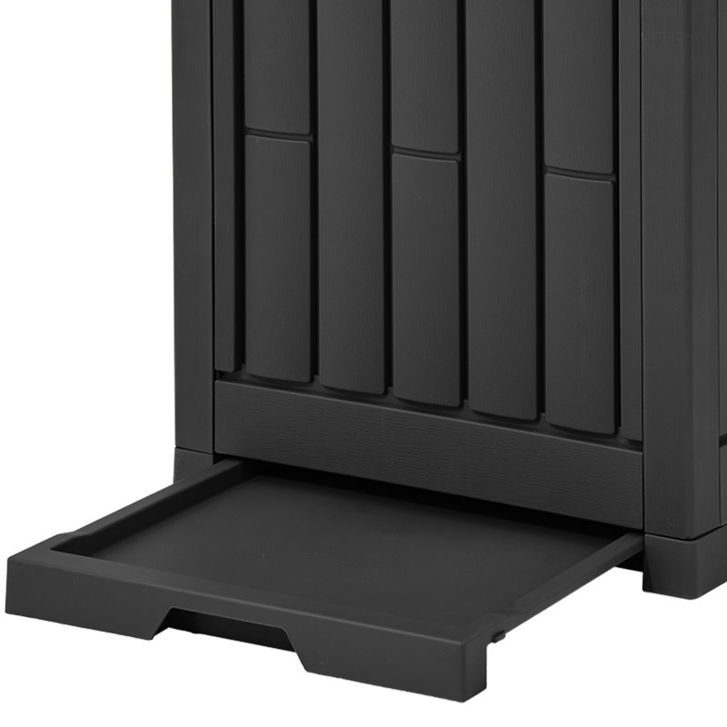 Edrosie Inc 31 Gallon Resin Outdoor Trash Cans with Lids, Black Patio Hideaway Garbage Bins, Black