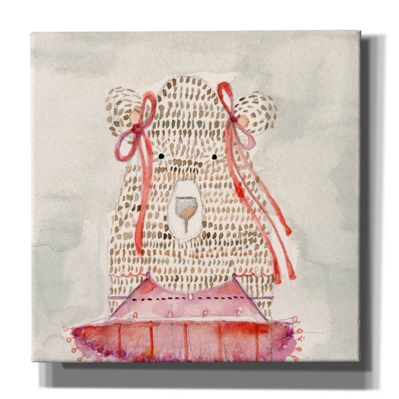 Bungalow Rose «Ballerina Bear» par Natalie Timbrook, art mural sur toile, 26 po x 26 po, H 37 po x l 37 po x P 1,5 po