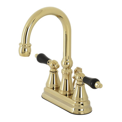 Kingston Brass Duchess Two-Handle Deck Mount 4" Centerset Bathroom Faucet with Brass Pop-Up