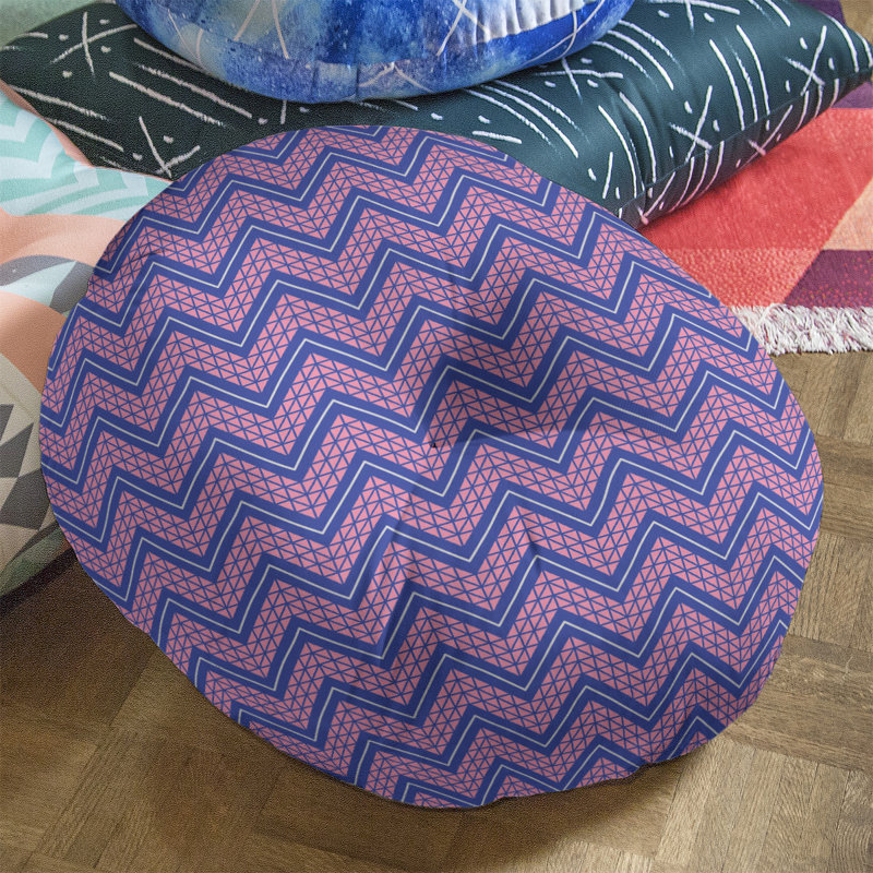 Coussin Rhonda Cheval, 26 po x 26 po, Bleu-blanc / rose