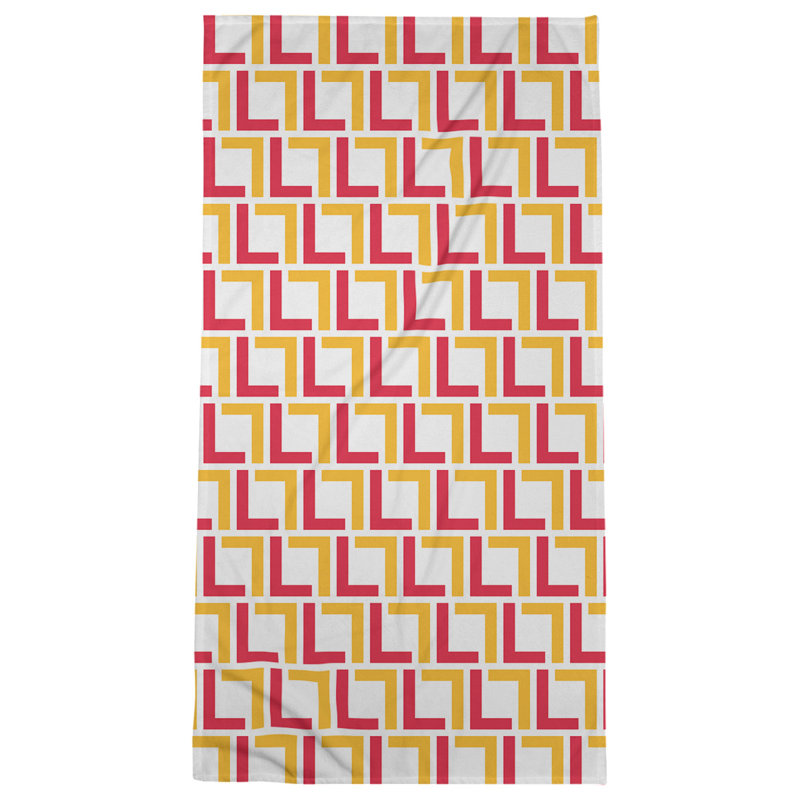 Bath Towel, White/Red/Gold
