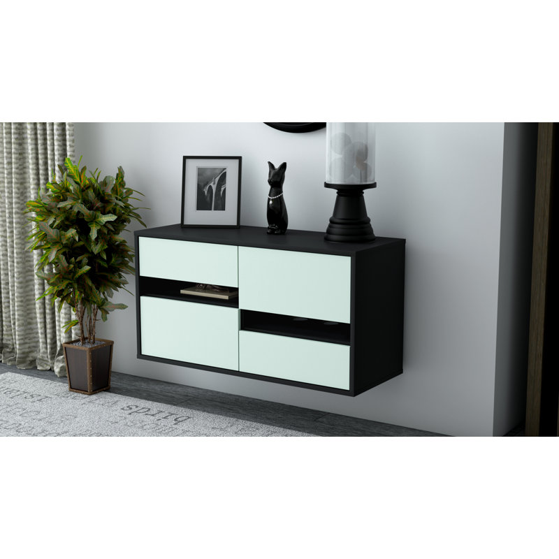 Franzella Unfinished Floating TV Stand, Light Blue
