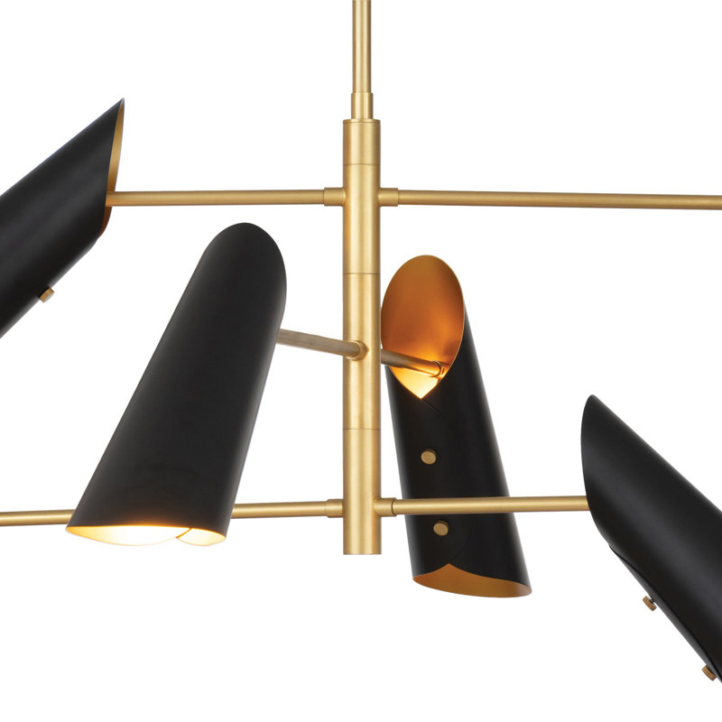 Vest Chandelier (White and Natural Brass), Black