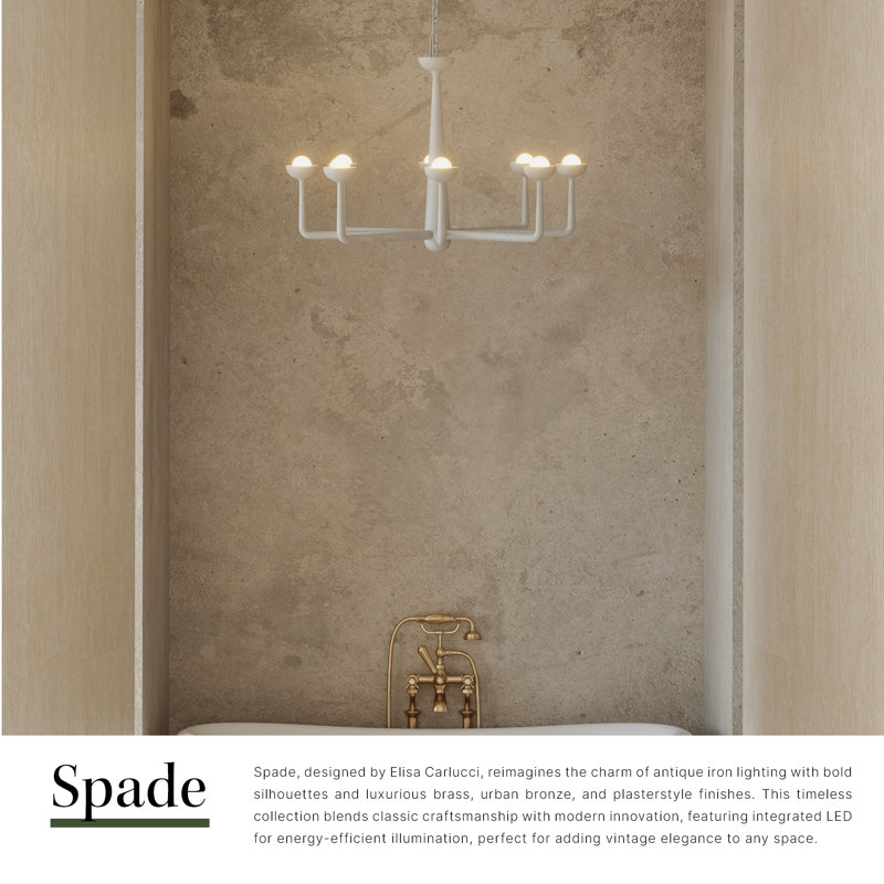 Spade 30-in White dimmable LED Chandelier, White