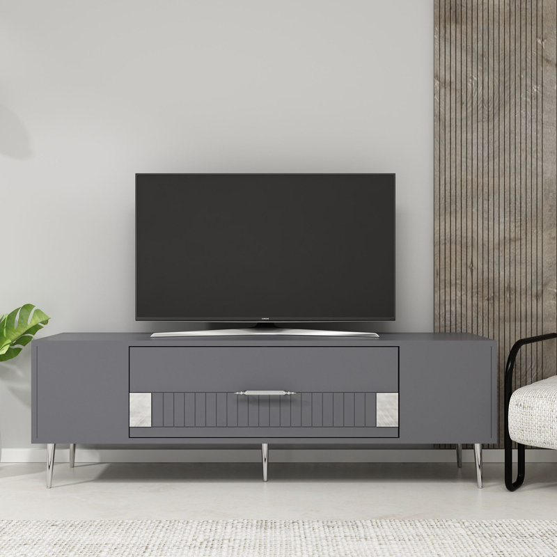 Olivia Unfinished TV Stand, 150cm, Grey/Silver