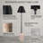 36" Tall Natural Travertine Buffet Table Lamp, Blackened Steel Finish with Empire Metal Shade