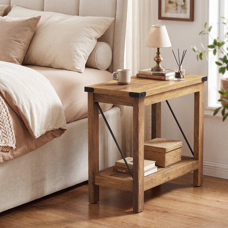 2-tier End Table, Honey Brown