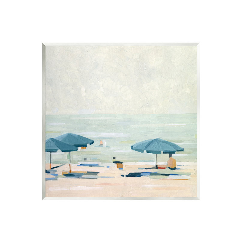Au-415-Estampe numérique de parasols de plage abstraits sur la côte par Emma Scarvey, L 12 po x H 12 po x P 0,5 po, Mdf