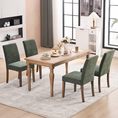 Fabric Upholstered Dining Chairs High Back Parsons Kitchen Chairs With Adjustable Pads And Solid Wood Feet