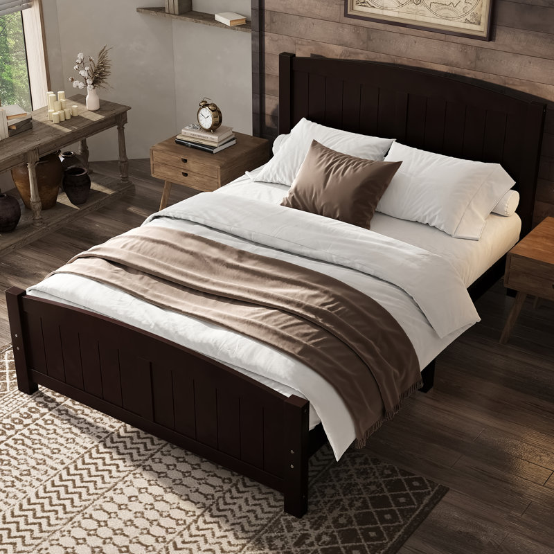 Full Size Platform Bed, Solid Wood Frame with Support Slats, Strong Structure, No Box Spring Needed, Full/Double, Espresso