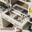 61" W Farmhouse Vanity W/Mirror And Lights,Makeup Vanity W/Tempered Glass Top,2 RGB Glass Cabinets,Power Outlet-750538539