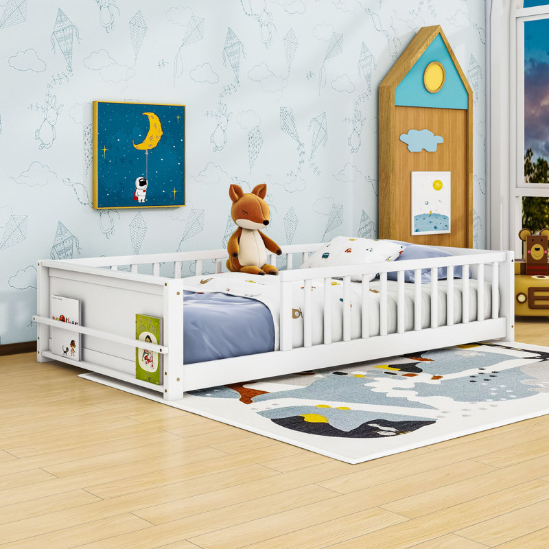 Lit plateforme simple en bois, Blanc