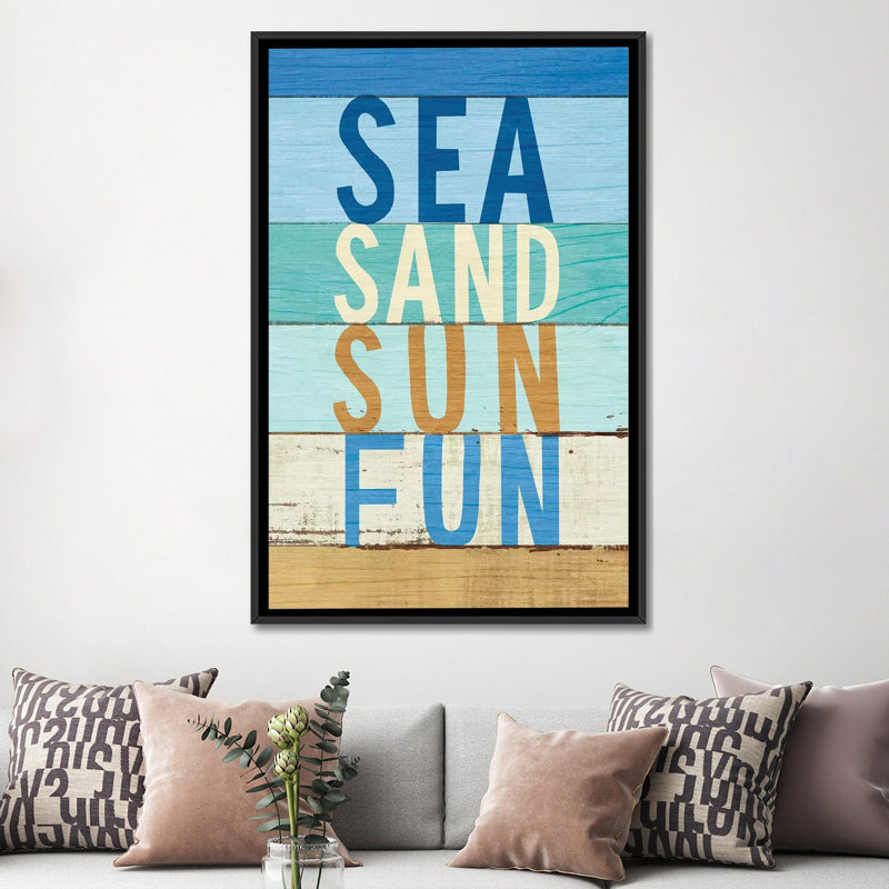 «Beachscape Inspiration VIII» par Michael Mullan - impression de typographie, H 26 po x l 18 po x P 1,5 po, Pas de tapis