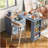 Kitchen Island On Wheels With LED Lights,Power Outlets And 2 Fluted Glass Doors-1051625618