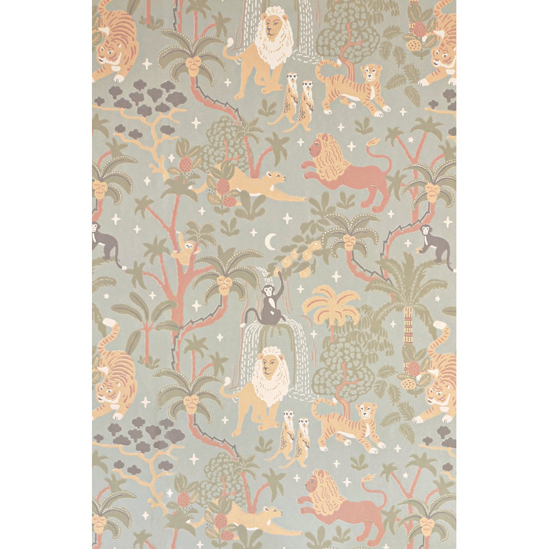 Papier peint lueur jungle , Bleu