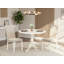 L'ensemble de table de cuisine 3 pièces pour petits espaces comprend une table de salle à manger ronde avec Dropleaf et 2 chaises rembourrées en lin crème, blanc lin-1694981896-1694981901-1694981900